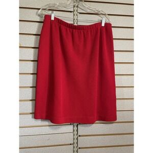 VTG Caron Components Women's Sz 16 Knee Length Skirt Elastic Waist Red Lined XL